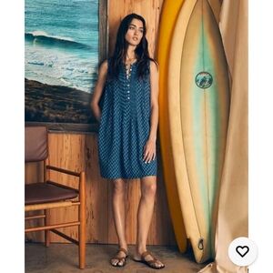 Faherty Womens Isha Basketweave Linen Dress Gobi Floral Size Small $178